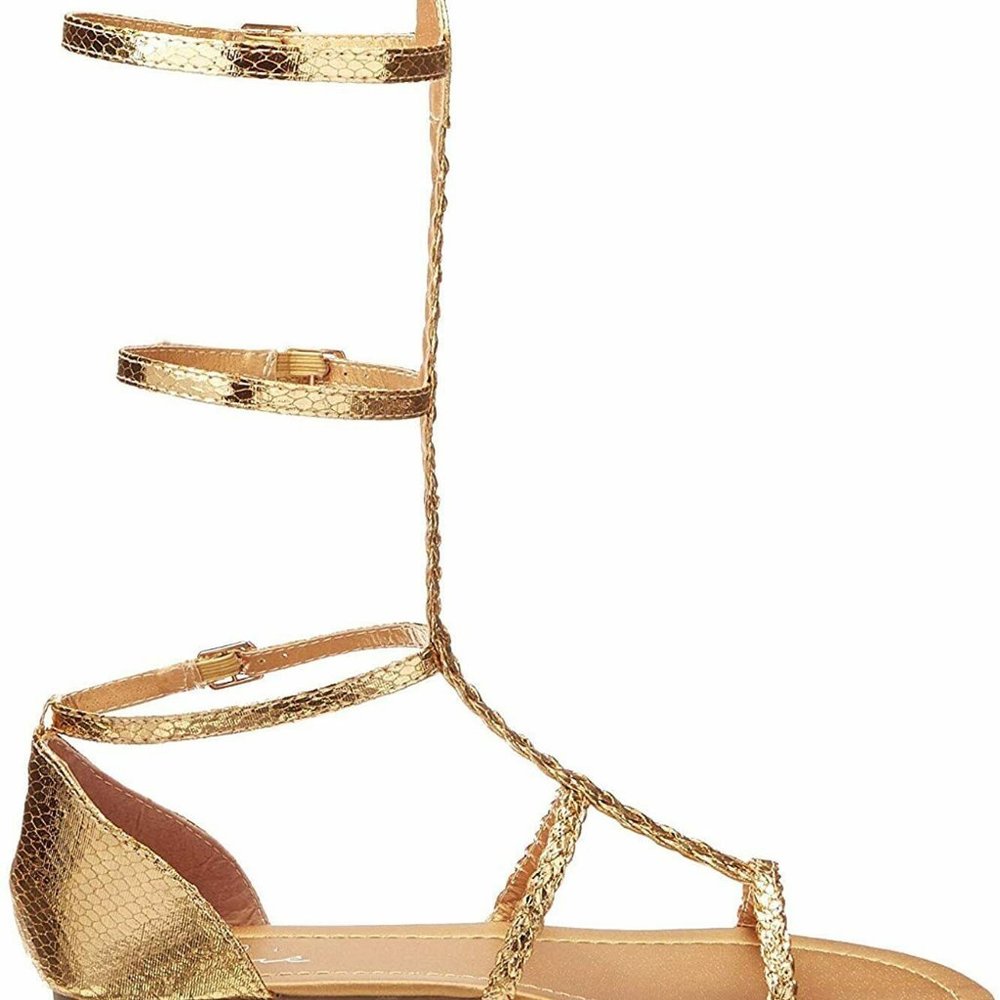 Ellie Shoes Women's 015-cairo Open Toe Casual Gladiator Sandals, Metallic Gold 7